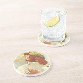 Victoriaans kerstkerstkerstkerstbedekking in Chimn Zandsteen Onderzetter (Zijkant)