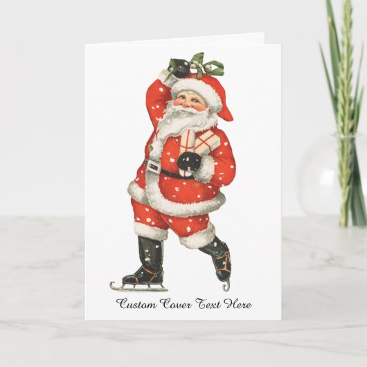 Victoriaans kerstkerstkerstkerstkerstman — ijskela feestdagen kaart (Voorkant)