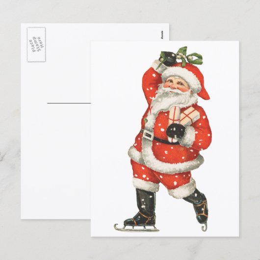 Victoriaans kerstkerstkerstkerstkerstman — ijskela feestdagenkaart (Voorkant / Achterkant)