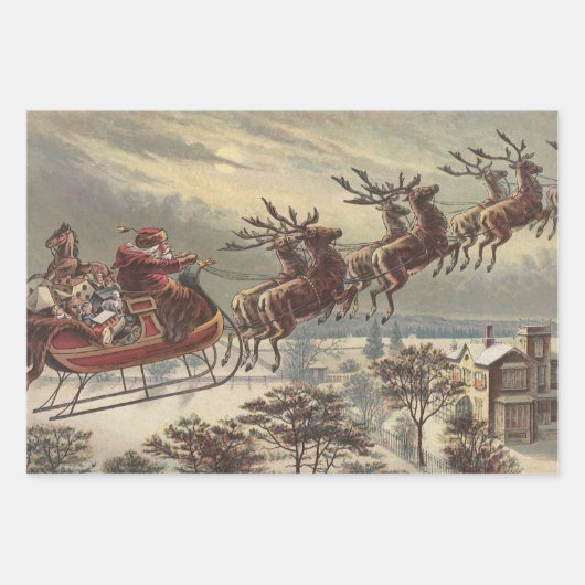 Victoriaans kerstkerstkerstkerstkerstman inpakpapier vel (Voorkant 2)