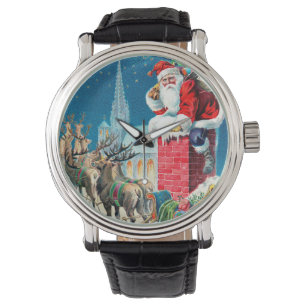 Victoriaans kerstkerstkerstkerstman op schoorsteen horloge