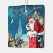 Victoriaans kerstkerstkerstkerstman op schoorsteen keramisch ornament (Links)