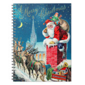 Victoriaans kerstkerstkerstkerstman op schoorsteen notitieboek (Voorkant)