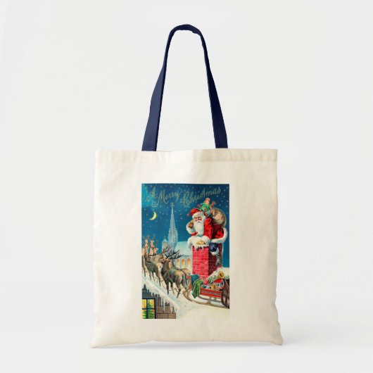Victoriaans kerstkerstkerstkerstman op schoorsteen tote bag (Voorkant)