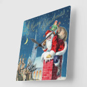 Victoriaans kerstkerstkerstkerstman op schoorsteen vierkante klok (Hoek)