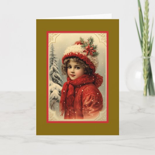 Victoriaans Kerstkind Kaart (Voorkant)