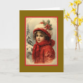 Victoriaans Kerstkind Kaart (Gele Bloem)
