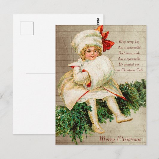  Victoriaans kerstkind met boom Briefkaart (Voorkant / Achterkant)