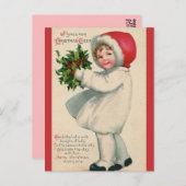  Victoriaans Kerstkind met Holly Briefkaart (Voorkant / Achterkant)