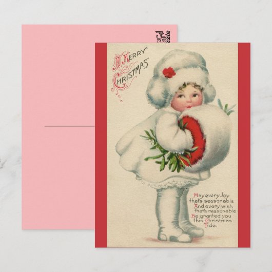  Victoriaans kerstkind met maretak Briefkaart (Voorkant / Achterkant)