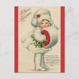 Victoriaans kerstkind met maretak Briefkaart