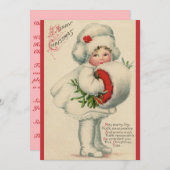 Victoriaans kerstkind met maretak Feestdagenkaart (Voorkant / Achterkant)