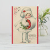 Victoriaans kerstkind met maretak Feestdagenkaart (Staand voorkant)