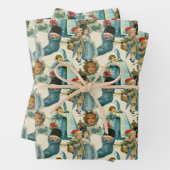 Victoriaans kerstkinderen  inpakpapier vel (In situ)