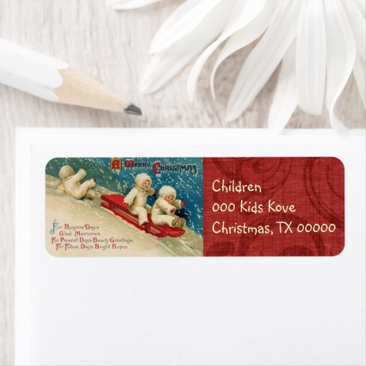 Victoriaans kerstkinderen retourneren adreslabels etiket (Insitu)