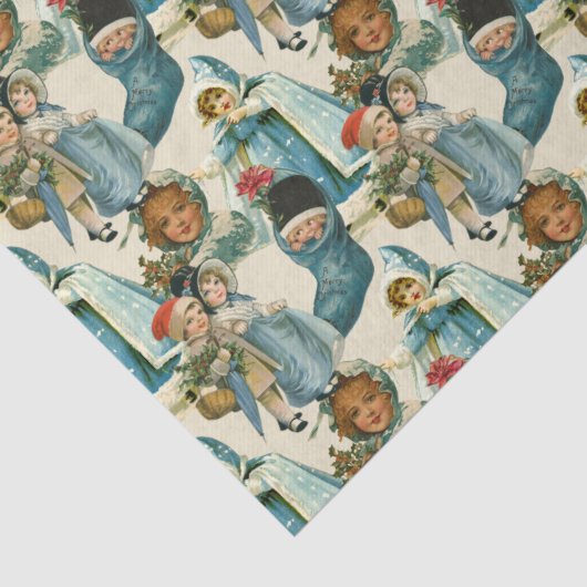 Victoriaans kerstkinderen tissuepapier (Detail)