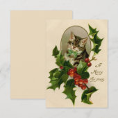 Victoriaans Kerstkitten in hulst antieke tabby (Voorkant / Achterkant)