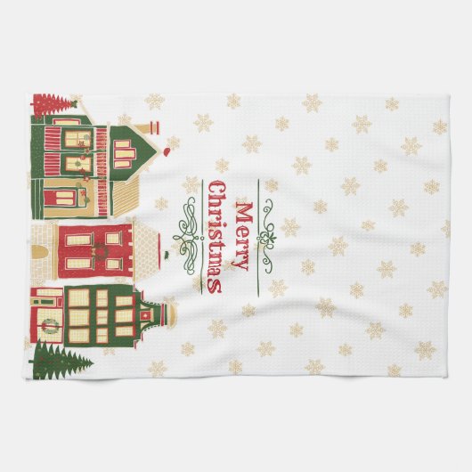 Victoriaans kerstklep theedoek (Horizontaal)