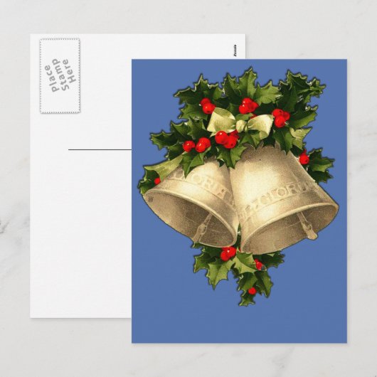 Victoriaans kerstklokken Kaarten, Stickers Feestdagenkaart (Voorkant / Achterkant)