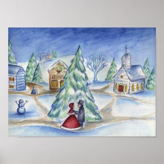 Victoriaans Kerstkoppel Poster (Voorkant)