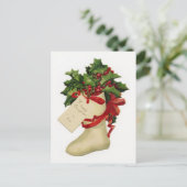 Victoriaans kerstkous en Holly Briefkaart (Staand voorkant)