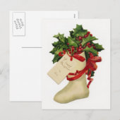 Victoriaans kerstkous en Holly Briefkaart (Voorkant / Achterkant)