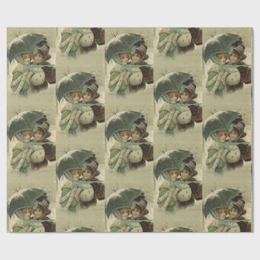  Victoriaans kerstkunst Cadeaupapier (Vlak)