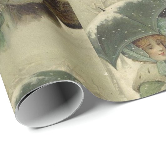  Victoriaans kerstkunst Cadeaupapier (Rol Hoek)