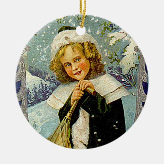 Victoriaans kerstkunst Keramisch Ornament (Voorkant)