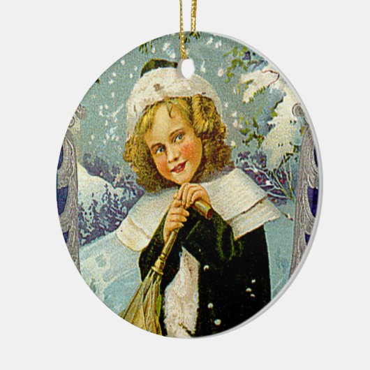 Victoriaans kerstkunst Keramisch Ornament (Links)