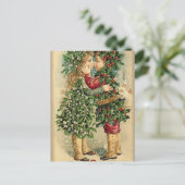 Victoriaans kerstkus Retro  feestdag Feestdagenkaart (Staand voorkant)