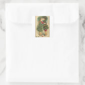 Victoriaans kerstkus Retro  feestdag Vierkante Sticker (Tas)