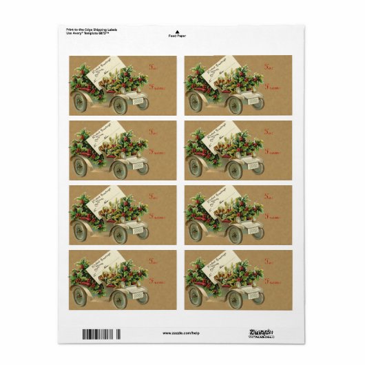 Victoriaans kerstlabels etiket (Full Sheet)