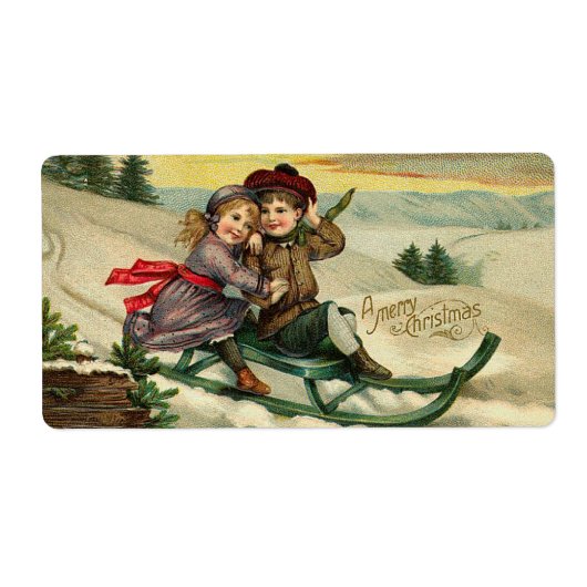 Victoriaans kerstlabels etiket (Voorkant)