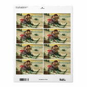 Victoriaans kerstlabels etiket (Full Sheet)