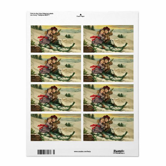 Victoriaans kerstlabels etiket (Full Sheet)