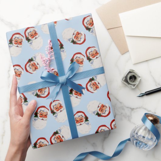  Victoriaans Kerstman Blauw Cadeaupapier (Geschenken)