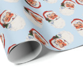  Victoriaans Kerstman Blauw Cadeaupapier (Rol Hoek)