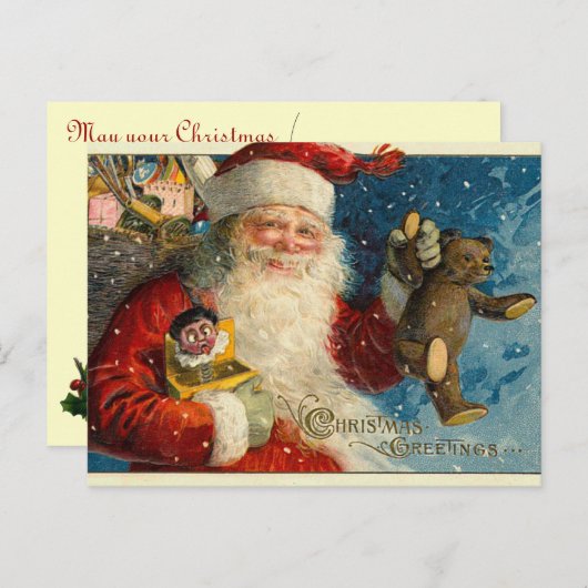 Victoriaans Kerstman Briefkaarten (Voorkant / Achterkant)