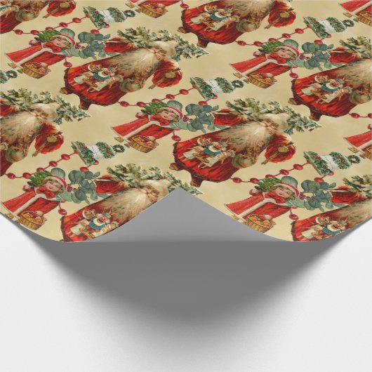 Victoriaans kerstman cadeaupapier (Hoek)