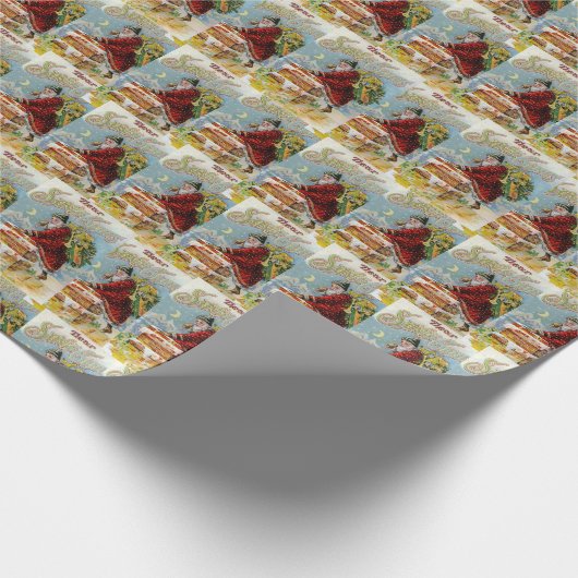  Victoriaans Kerstman Collage Ephemera Cadeaupapier (Hoek)