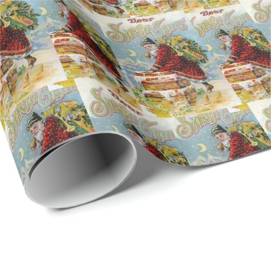  Victoriaans Kerstman Collage Ephemera Cadeaupapier (Rol Hoek)
