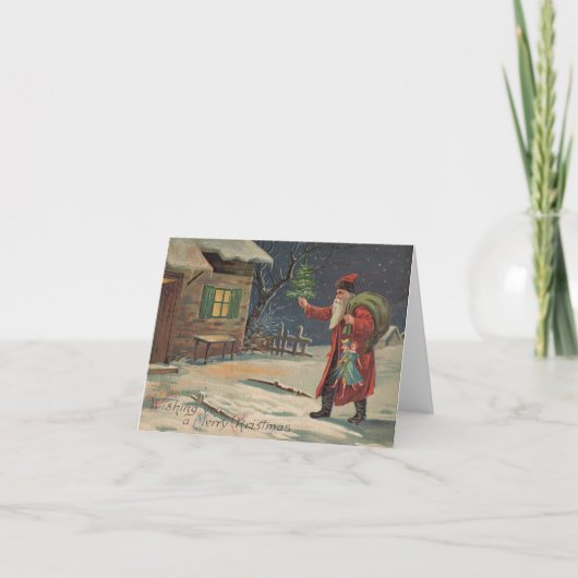 Victoriaans Kerstman die je een vrolijk kerstfeest Feestdagen Kaart (Voorkant)