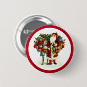 Victoriaans kerstman en ezel ronde button 5,7 cm (Voorkant /achterkant)
