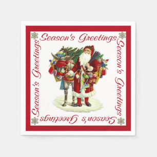 Victoriaans kerstman en ezel servet