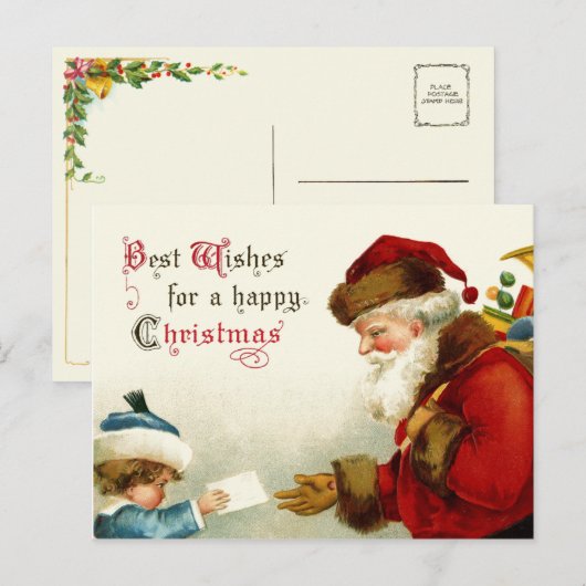 Victoriaans Kerstman en Kind Feestdagenkaart (Voorkant / Achterkant)