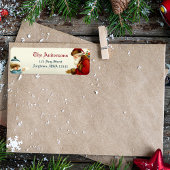 Victoriaans Kerstman en Kind met Kerstbrief Etiket