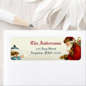 Victoriaans Kerstman en Kind met Kerstbrief Etiket (Insitu)