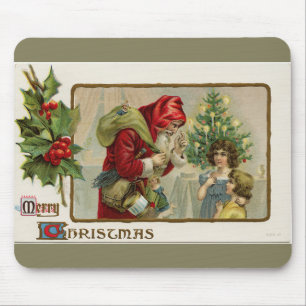 Victoriaans Kerstman en kinderen Muismat