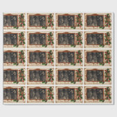 Victoriaans kerstman familie Holly Cadeaupapier (Vlak)